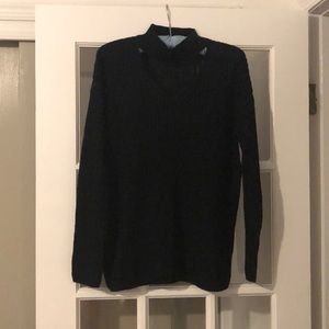 Black mock neck cut out sweater